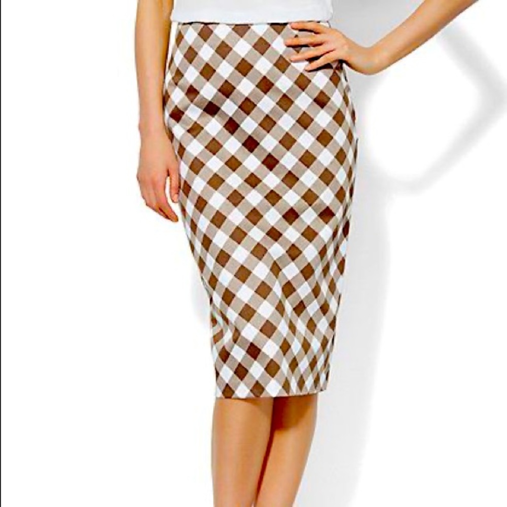 New NY & Co 7th Avenue Brown Pencil Skirt Size 0